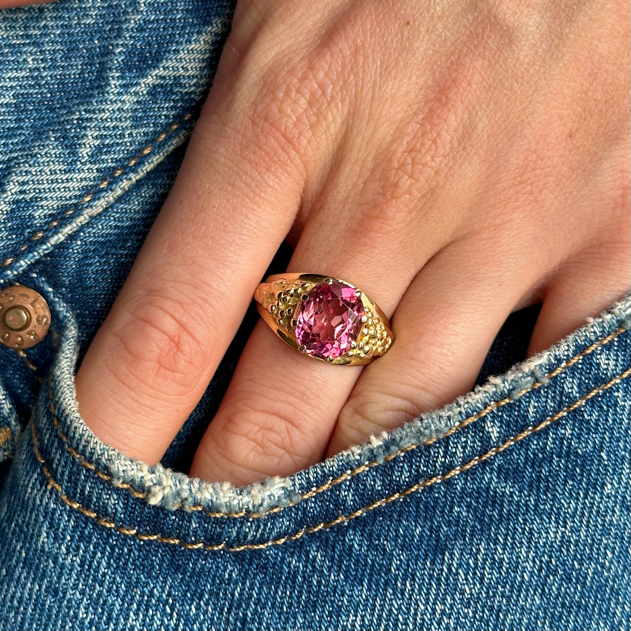 victorian tourmaline and 18ct yellow gold ring