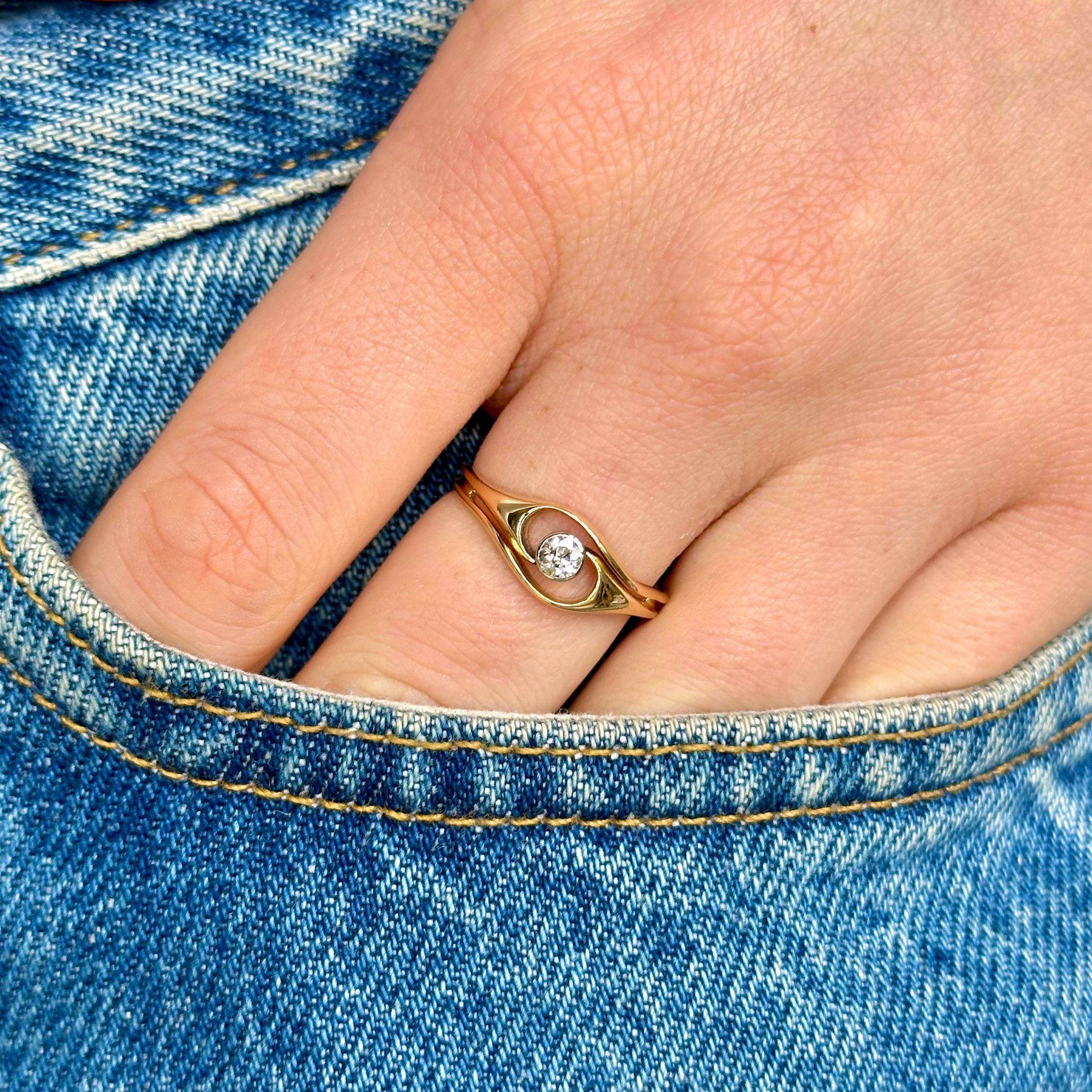 Vintage, Art Deco Twist Diamond Engagement Ring, 18ct Yellow Gold