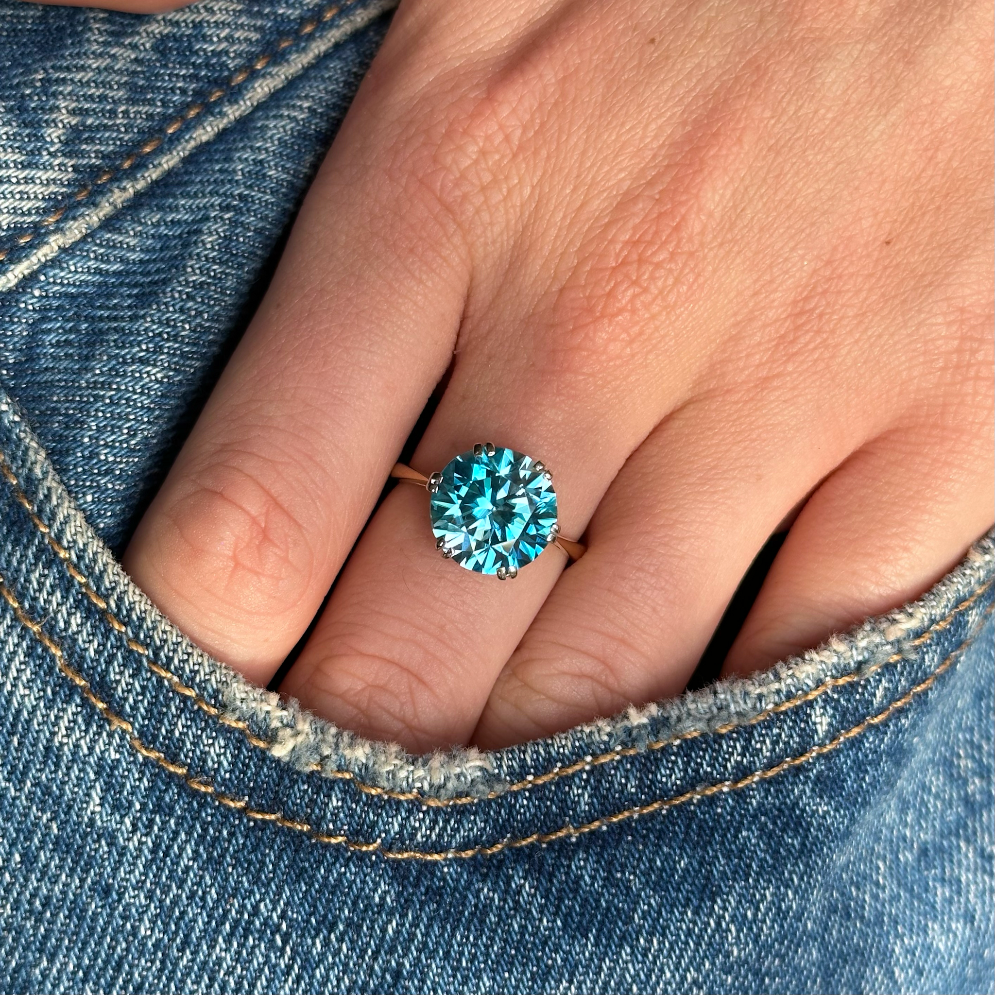 single stone zircon cocktail ring.