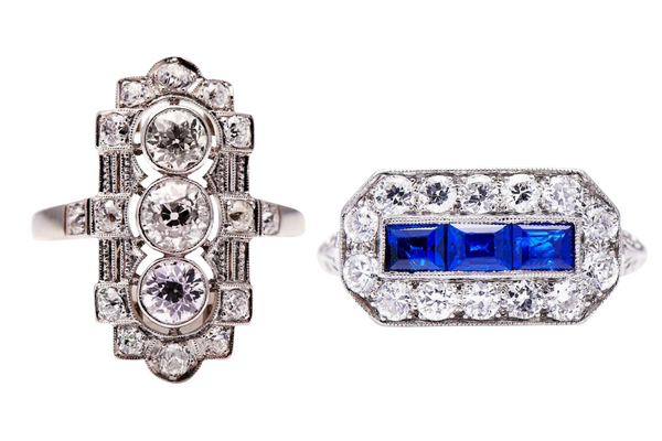 Buy Art Deco aquamarine ring in platinum - Kalmar Antiques