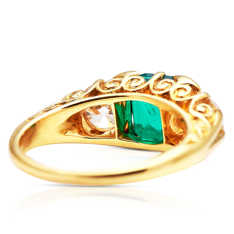 Exceptional | Antique, Victorian, Colombian Emerald and Diamond Ring