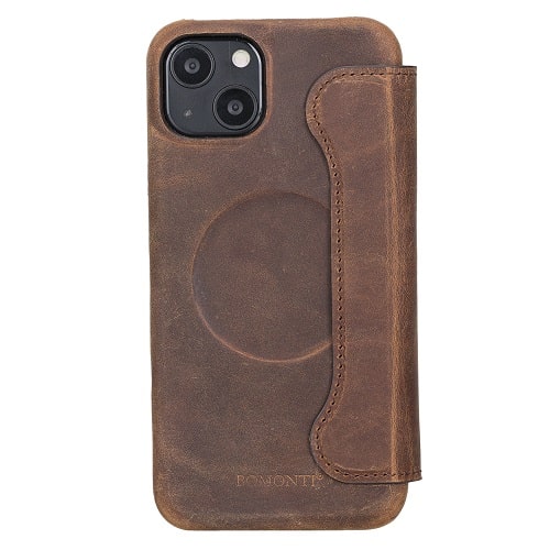 Iphone 13 Detachable Brown Leather Wallet Case Bomonti Leather