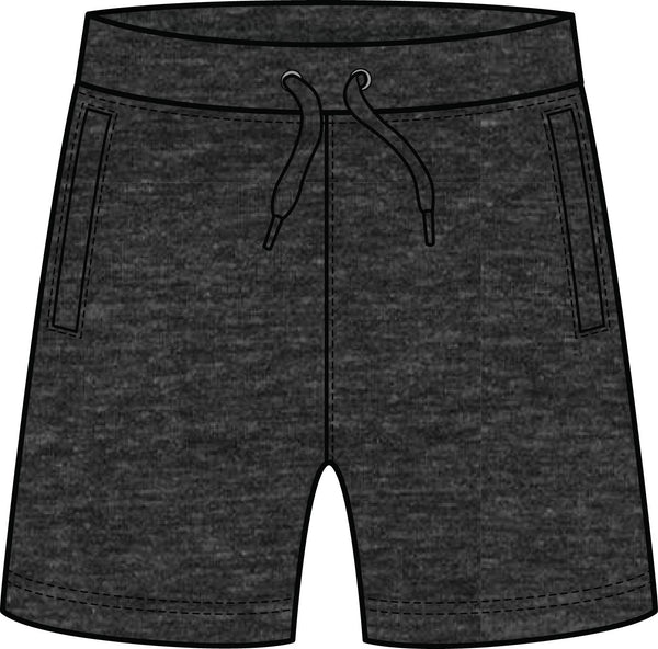 BASIC HEATHER CHARCOAL TERRY PULL ON SHORT