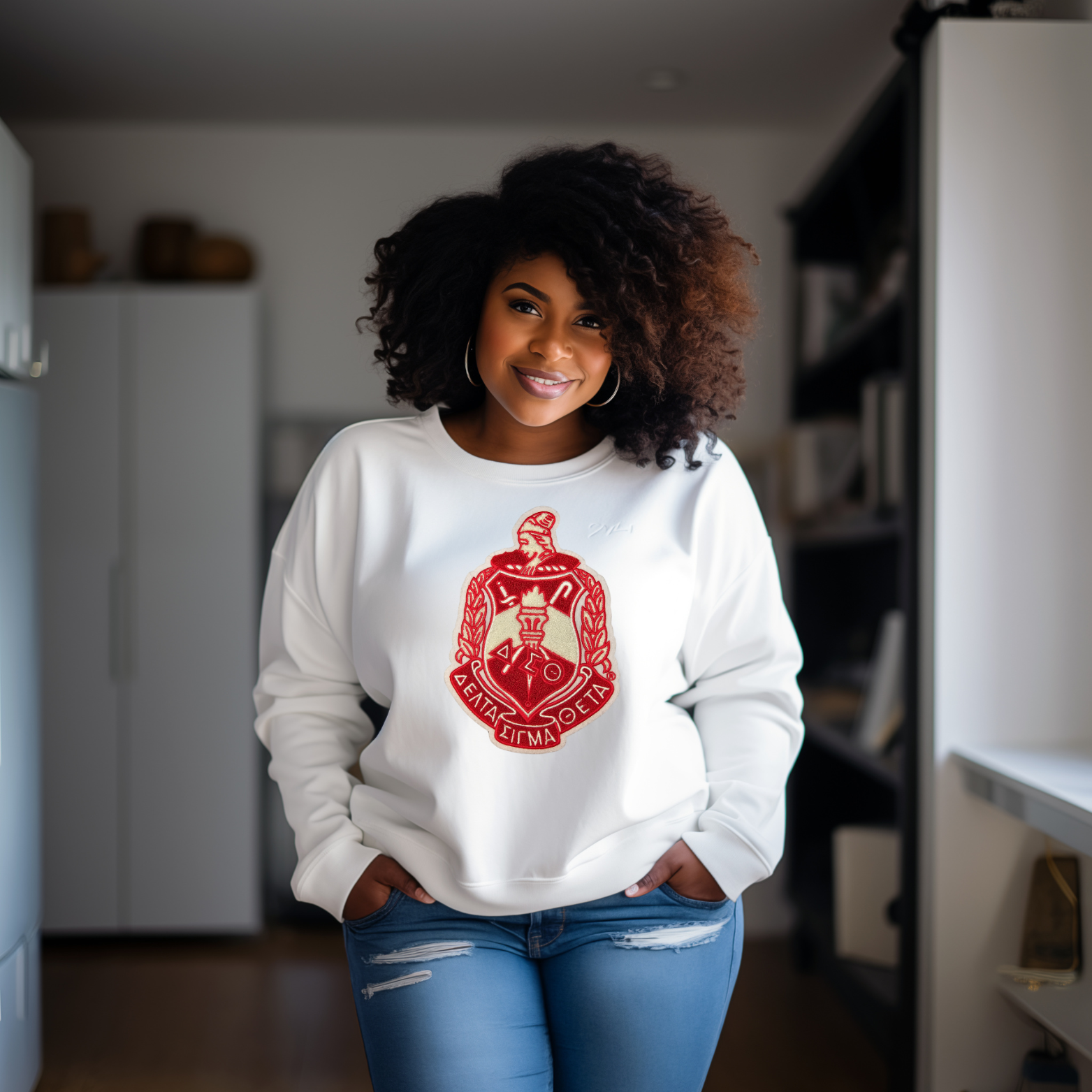 Delta Sigma Theta - Chenille Patch Sweatshirt - Crest