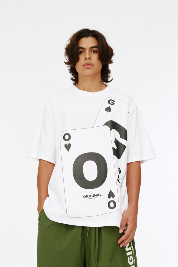 off white card shirt