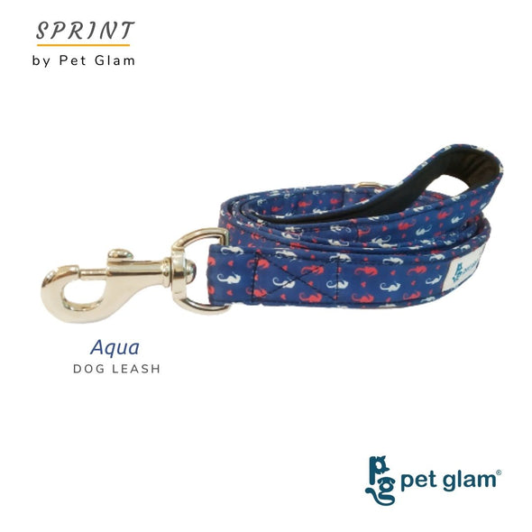 Pet Glam-Dog Leash For Puppies and Large Dogs-Aqua-Soft Handle-Strong Dog Leash-5 Ft Long 1 inch Wide-Sprint