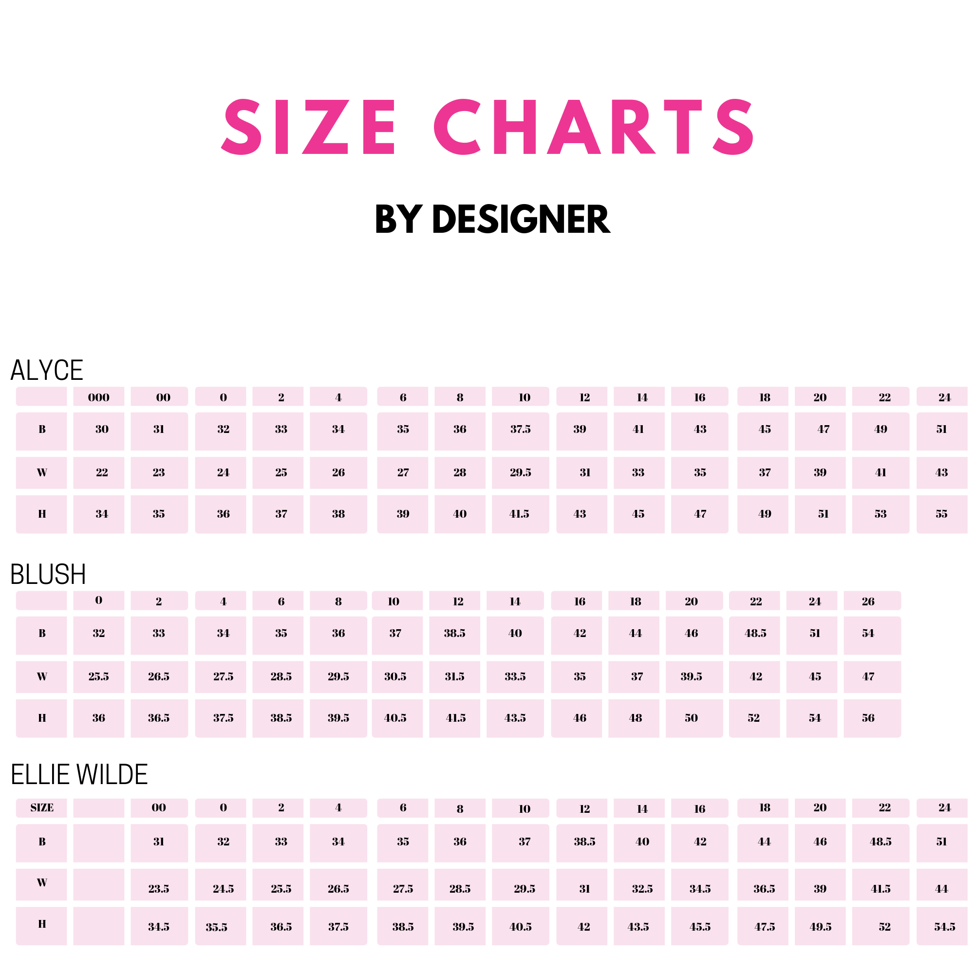 Slip On Size Chart
