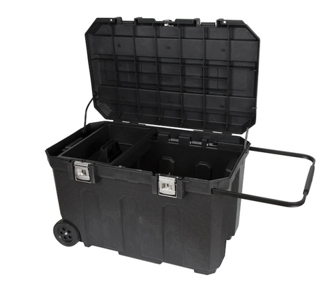 50 Gallon Rolling Plastic Storage Bin Container with Pull Handle