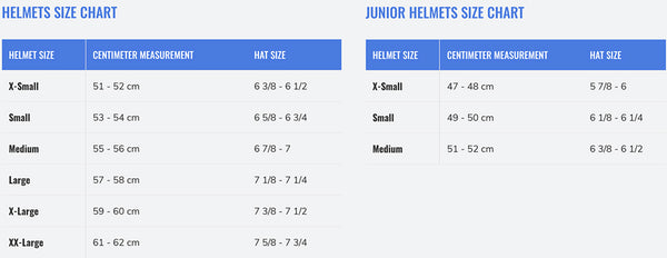 One K Helmet Size Chart