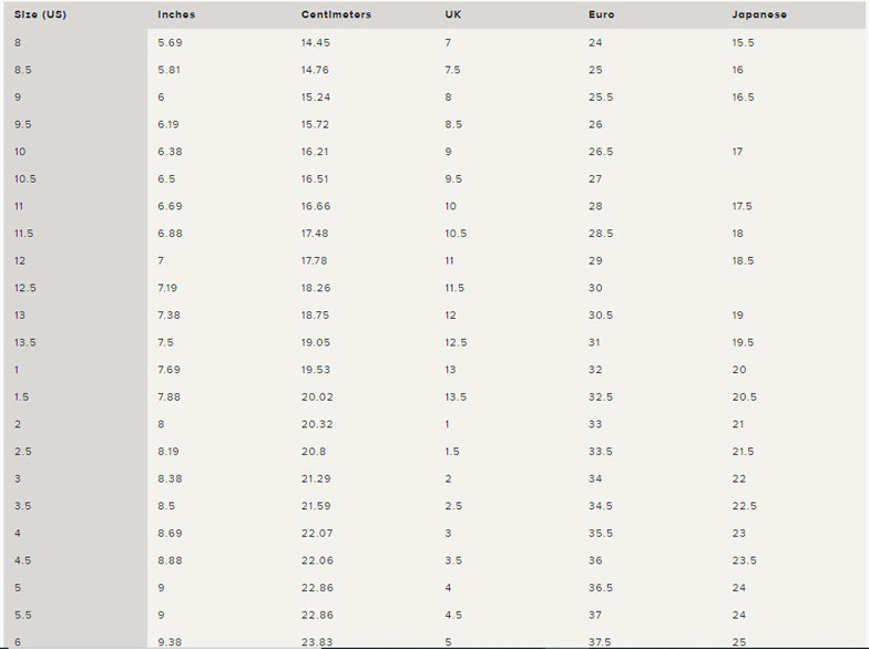 Ariat Kid's Paddock Boot Size Chart