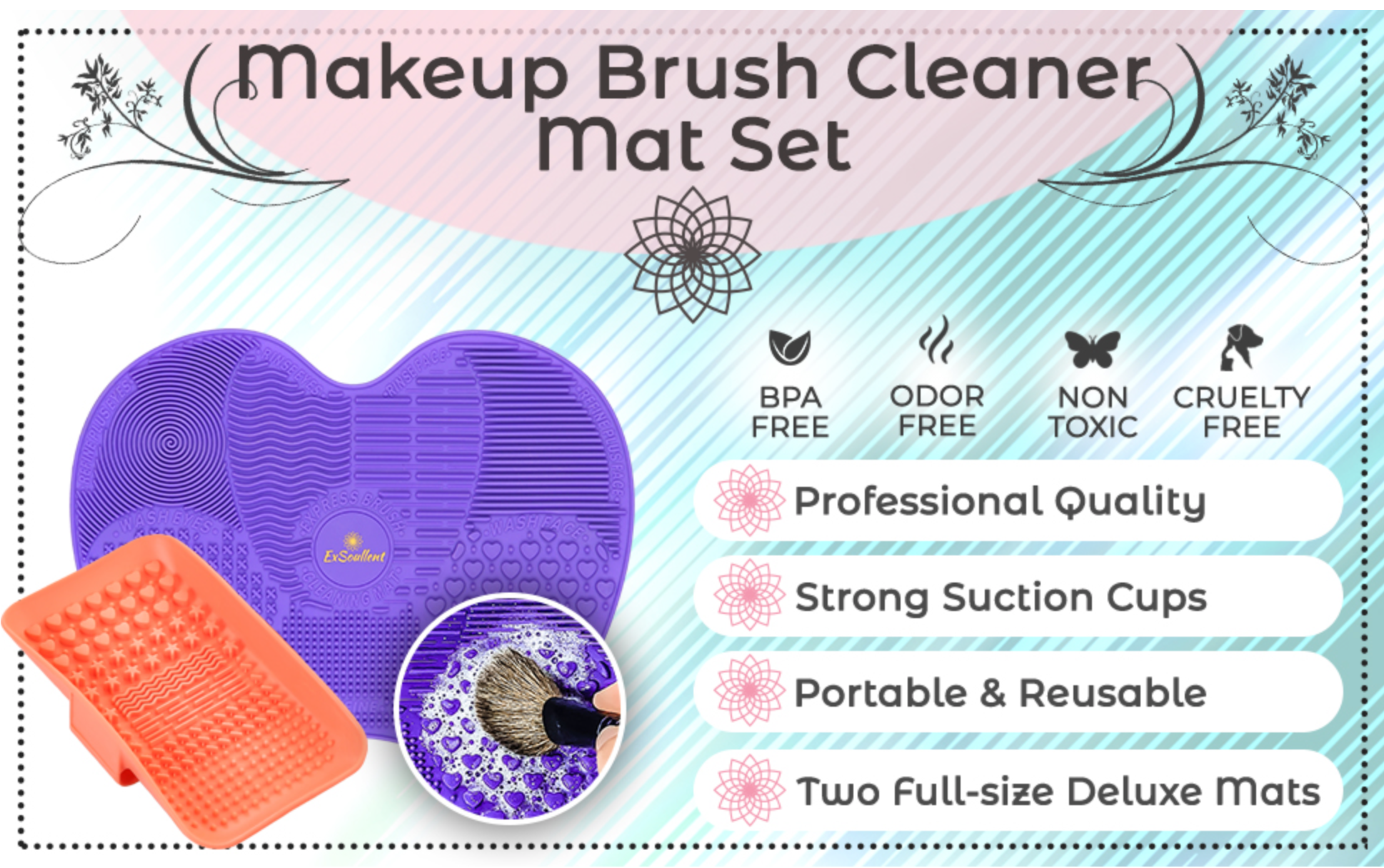 Skpblutn Kitchen Product Silicon Makeup Mat Makeup Cleaner Pad Cosmetic Mat  Portable Washing Tool Cleaning Brush Purple