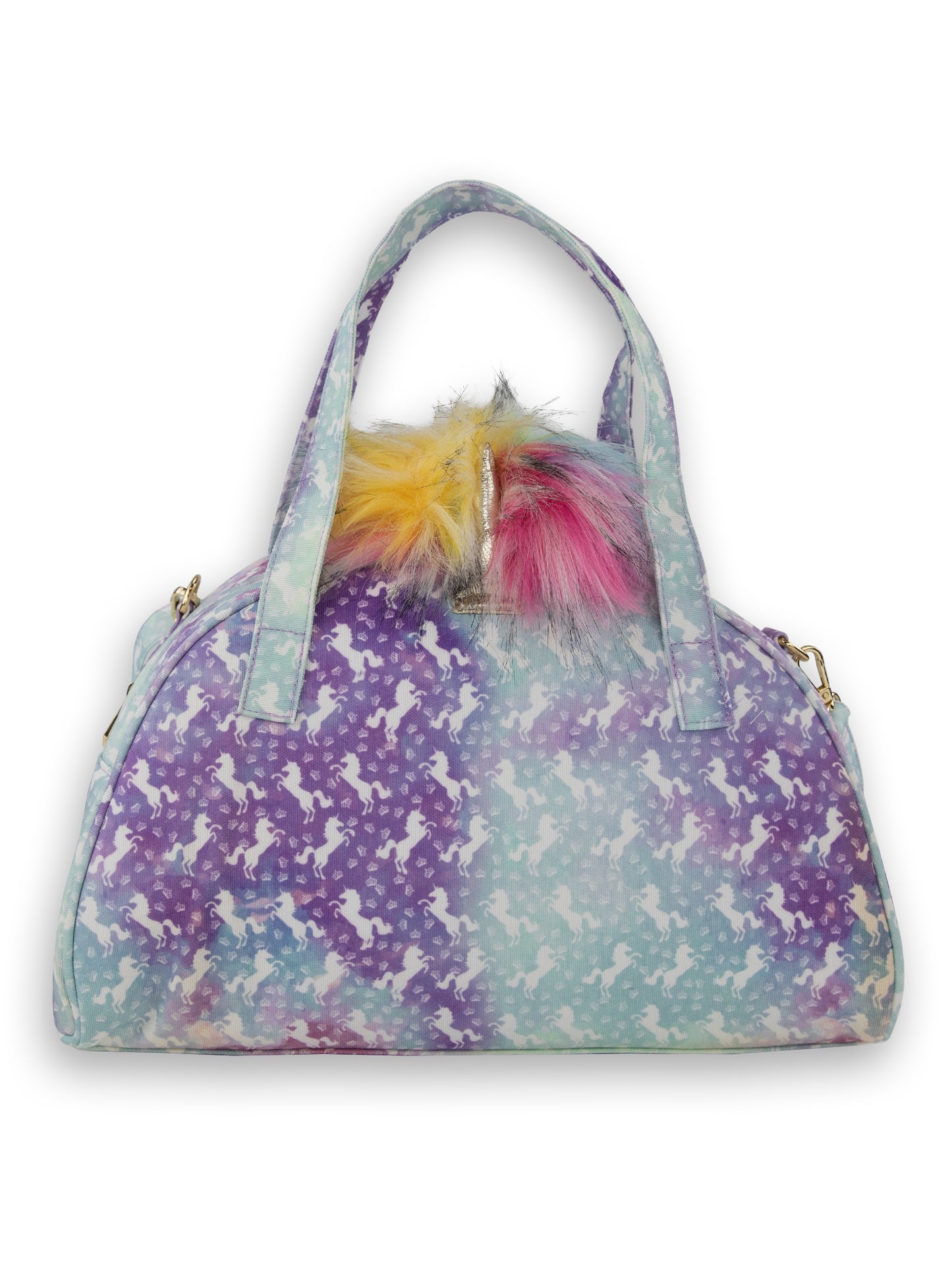 Under One Sky Unicorn Weekender Zipper Bag rainbow zipper top side