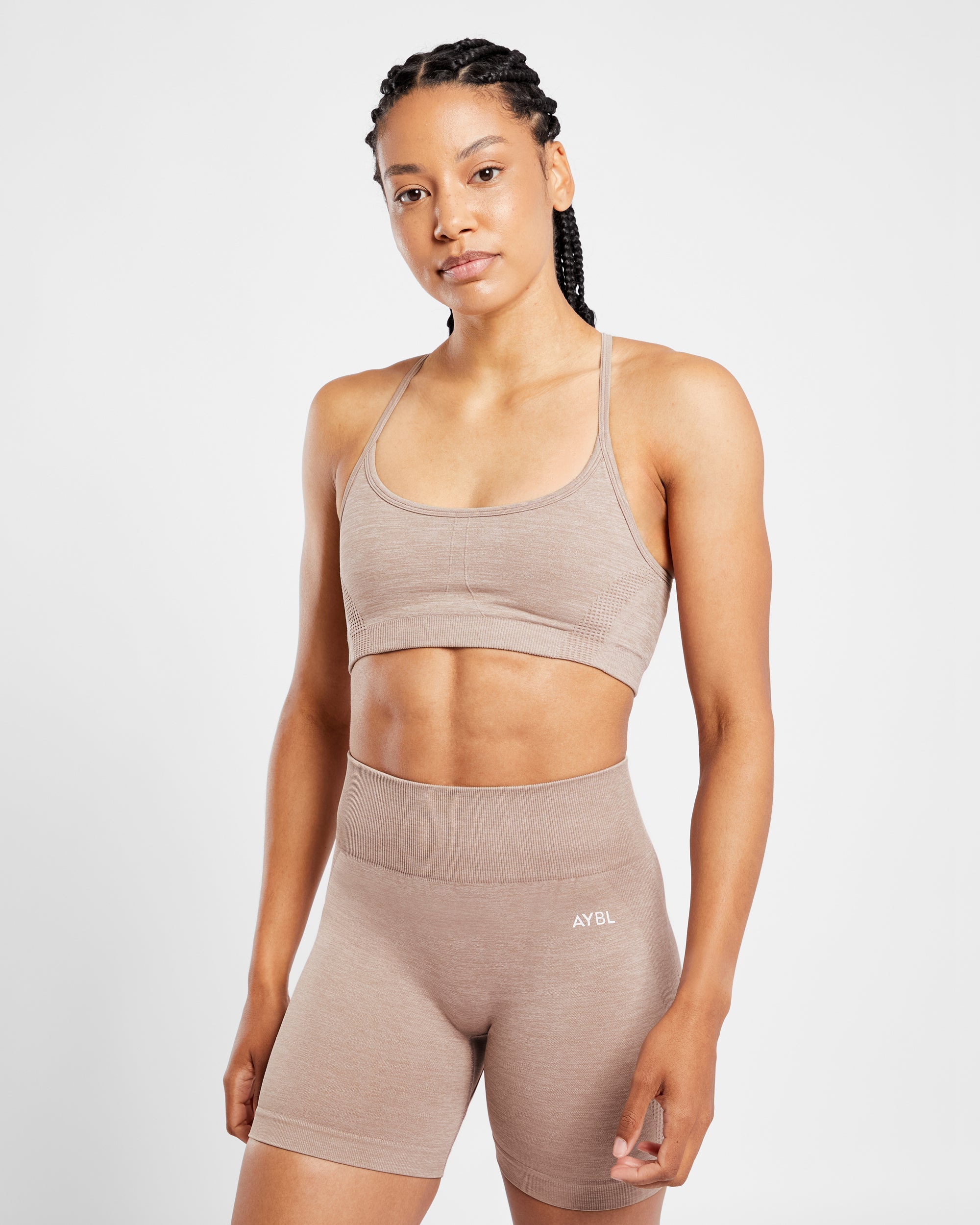 AYBL Gray Heather Seamless Sports Bra with adjustable straps