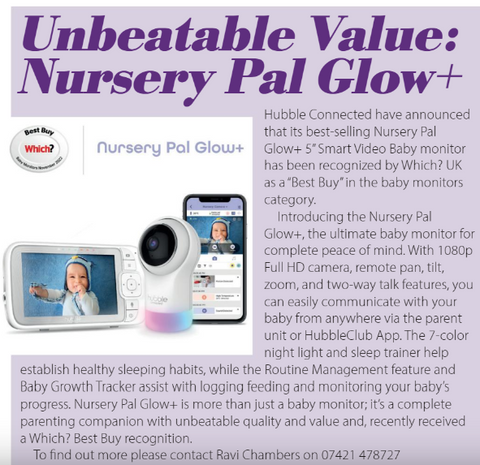 Award Winning nursery glow+ smart video monitor in Nursery Today Magazine