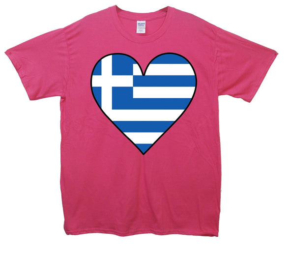 Greece Flag Heart Printed T-Shirt - Mr Wings Emporium 