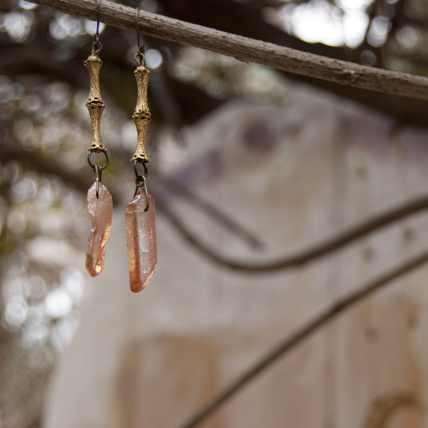 cut tangerine quartz earrings