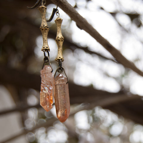 cut tangerine quartz earrings