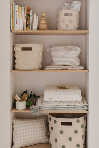 storage and nursery items styles on shelf