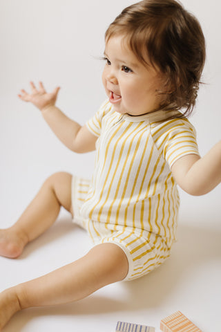 Baby in striped onesie