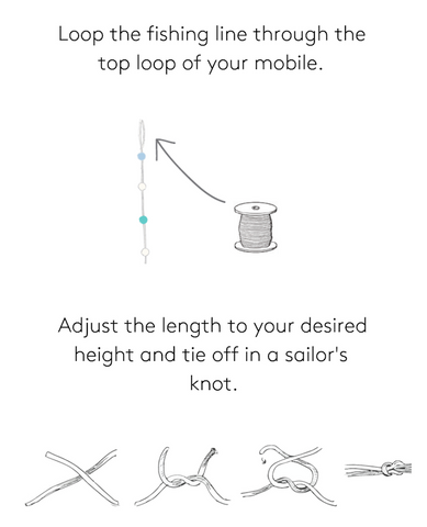 illustration how to use fishing line to hang a mobile