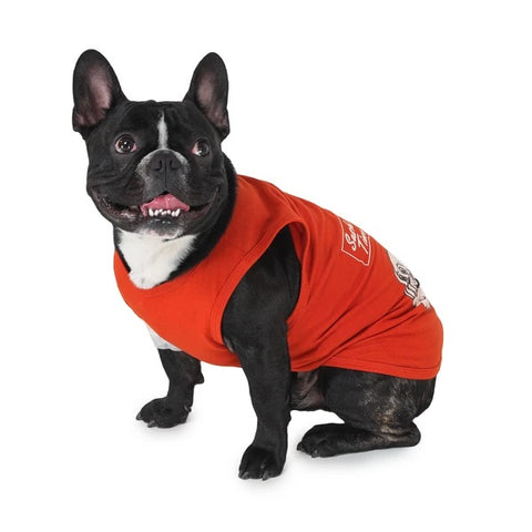 dog wearing red-coloured sleeveless tshirt for dogs designed by Barks & Wags