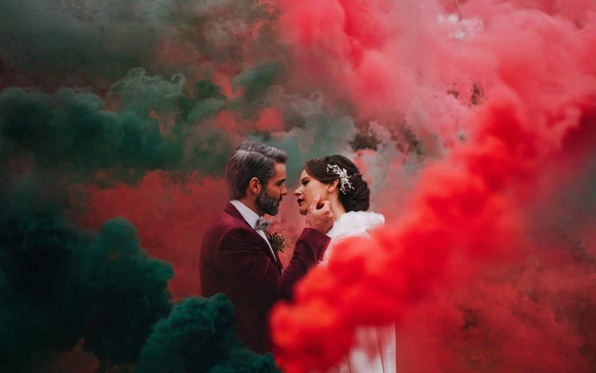 Color Smoke Bomb Photography Ideas Wedding Engagement