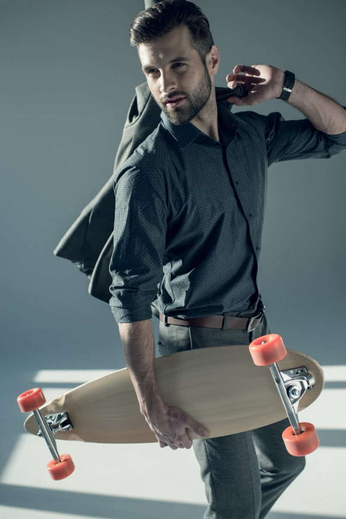 Stylish Male Model Poses - Poses for Men - Guy Holding Skateboard