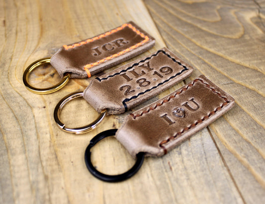 HK Brass Clip Keychains with Full Grain Leather Merlot