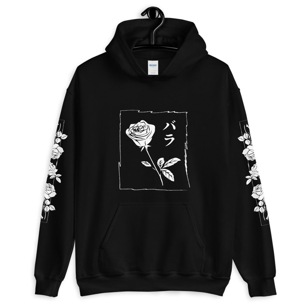 Download Black/White Rose Oversized Aesthetic Hoodie, Japanese ...