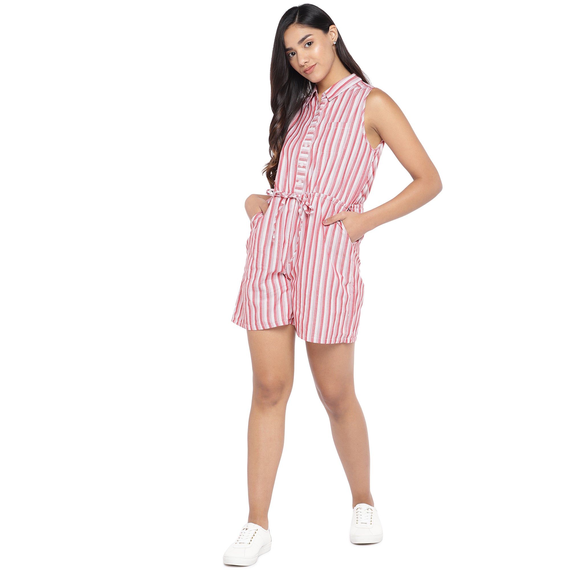 red and white striped playsuit