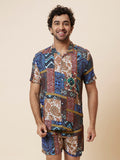 Globus Men Multicolor Casual Resort Co-Ords Set with Printed Shirt and Shorts