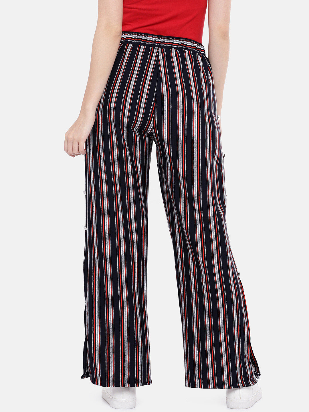 striped parallel pants