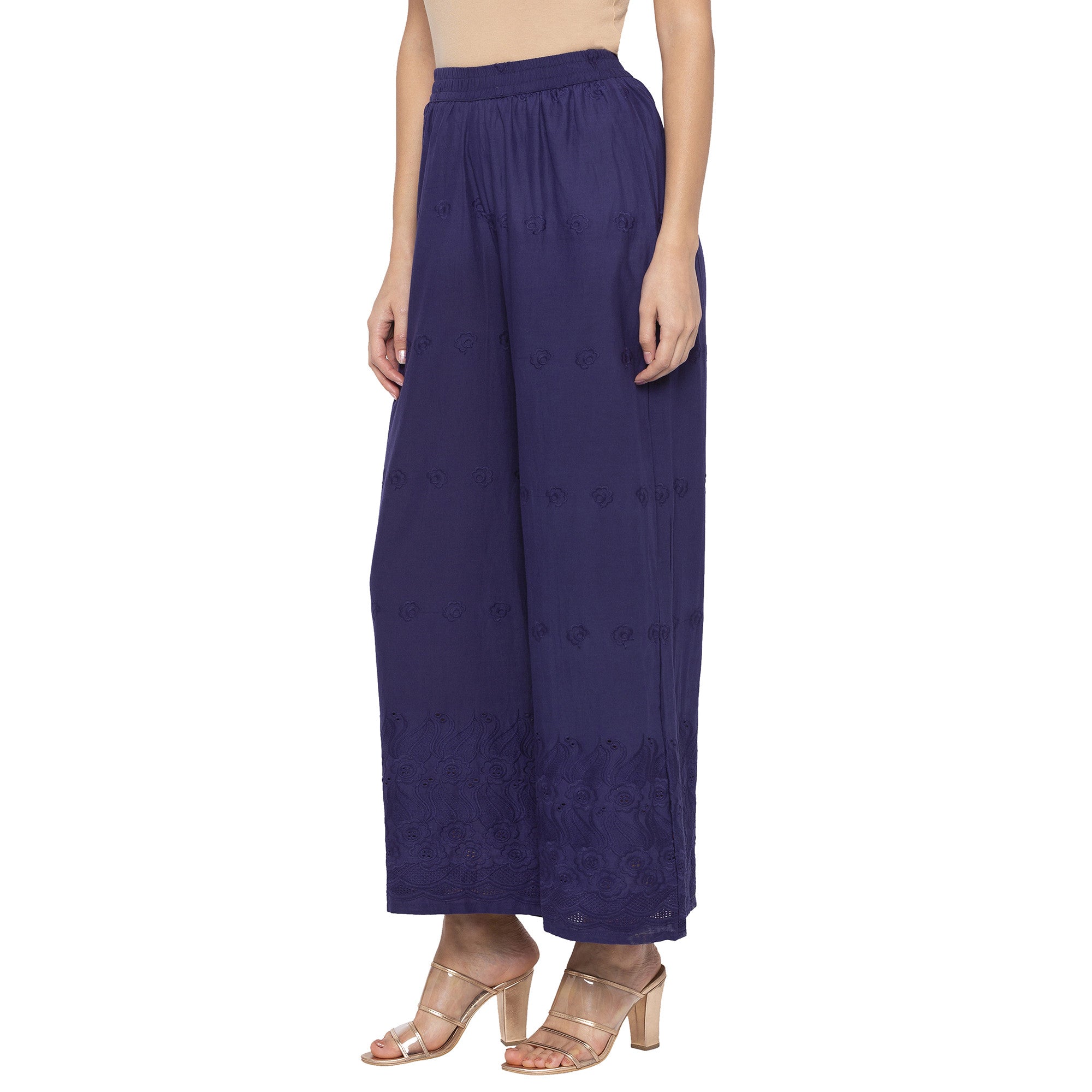 Buy Women Navy Blue Loose Fit Solid Parallel Trousers 27 Online at  desertcartINDIA