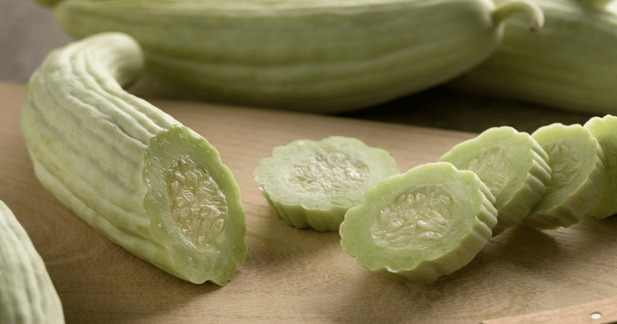 Sliced fresh raw Armenian cucumber close up