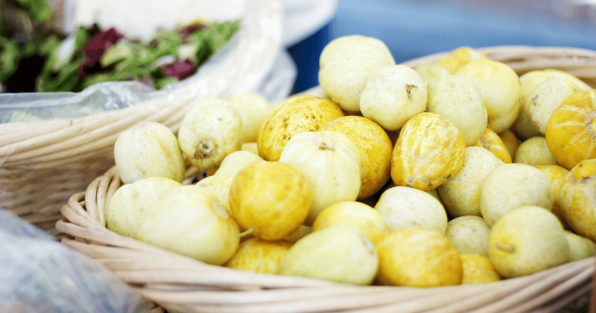 Lemon cucumbers at a farmer's market