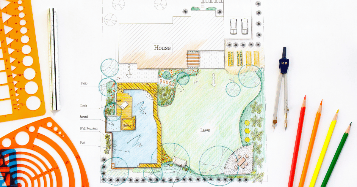 Backyard garden plan in design