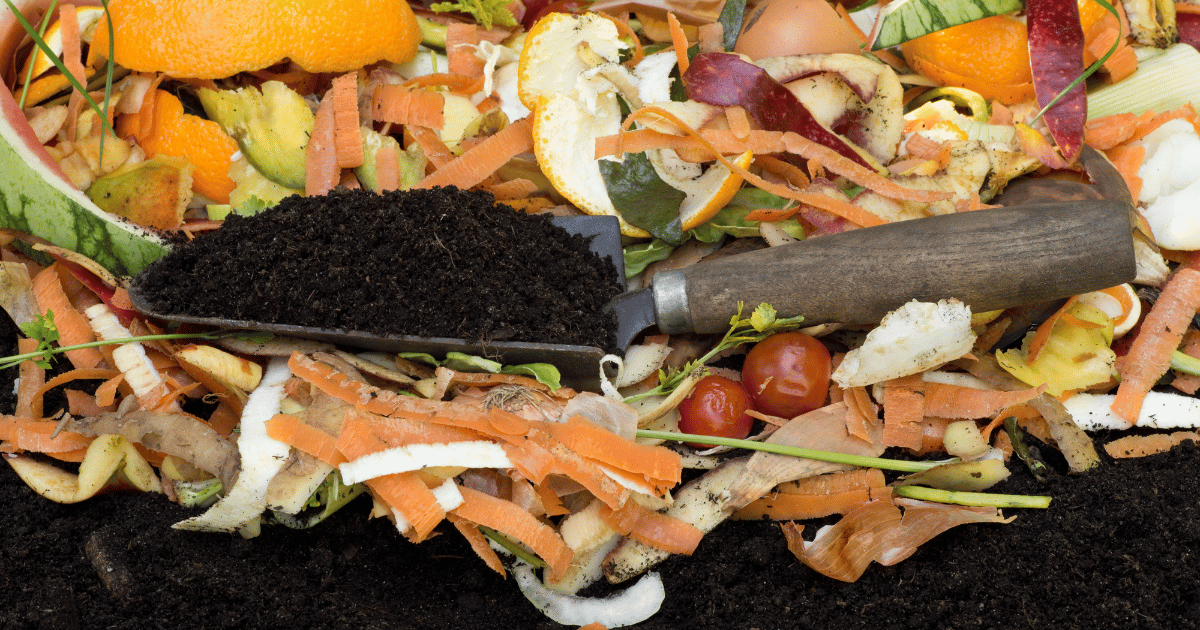 Compost with shovel.