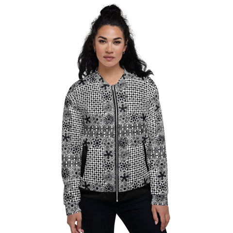 ñanduti lace print bomber jacket