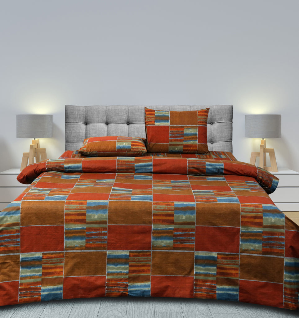 2 Pillows Cotton Bed Sheet Rust Red Gratique The Home Store