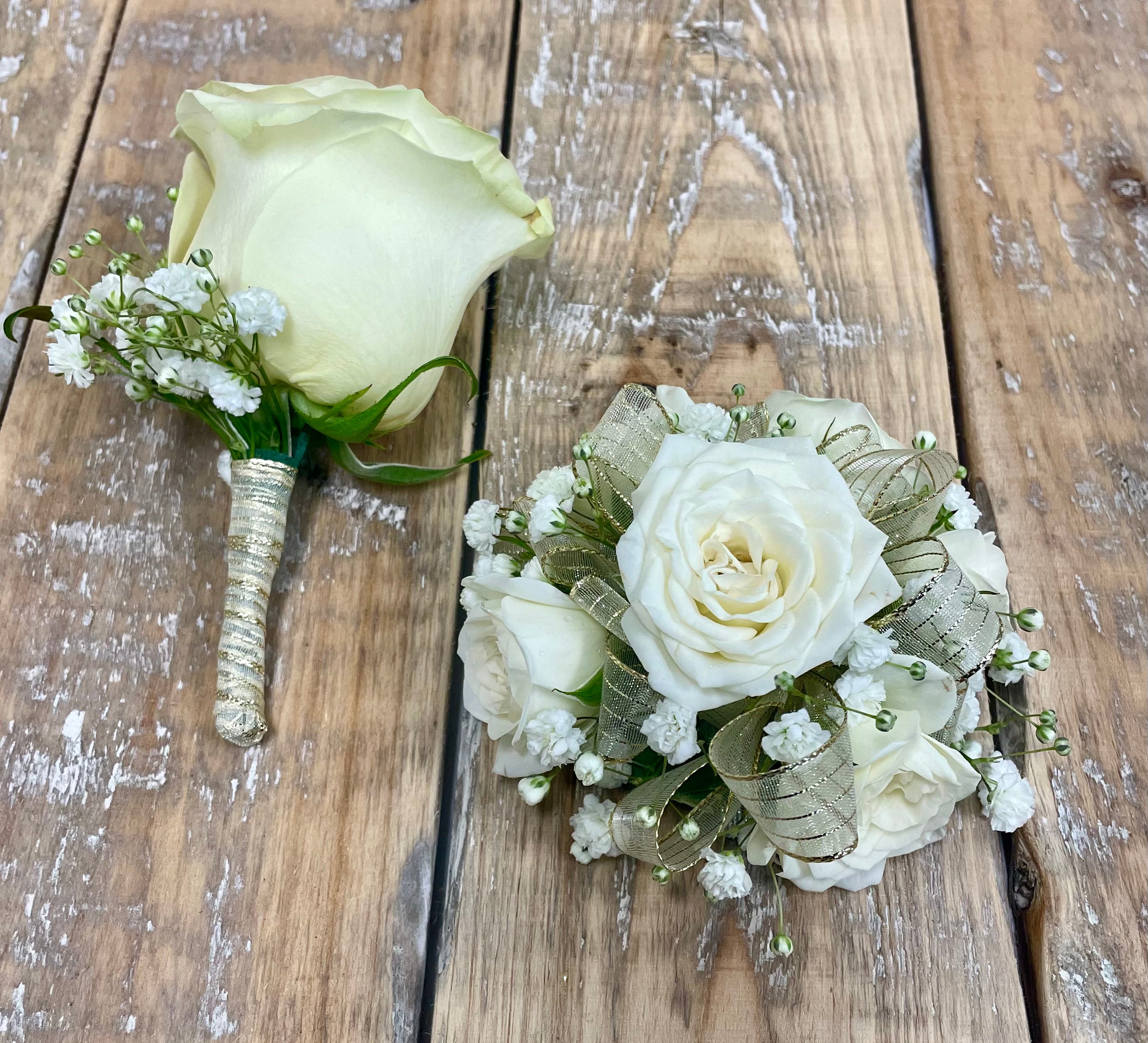 White Rose Corsage in Tracy, CA