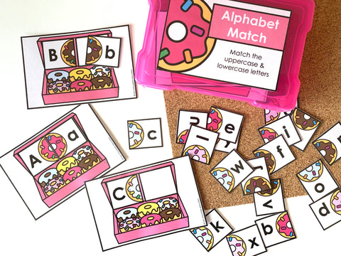 Donut alphabet matching activity uppercase and lowercase letter match
