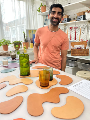 Yusuf Osman, leather placemats 