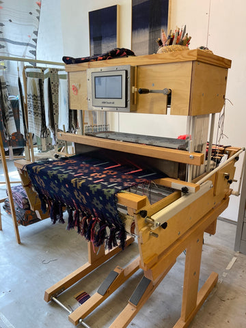 Sample of work by Majeda Clarke on the weaving loom