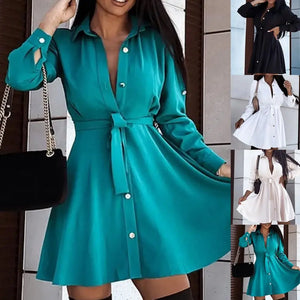 Easy Going Mini Shirt Dress with Belt - The Boss Lady Boutique