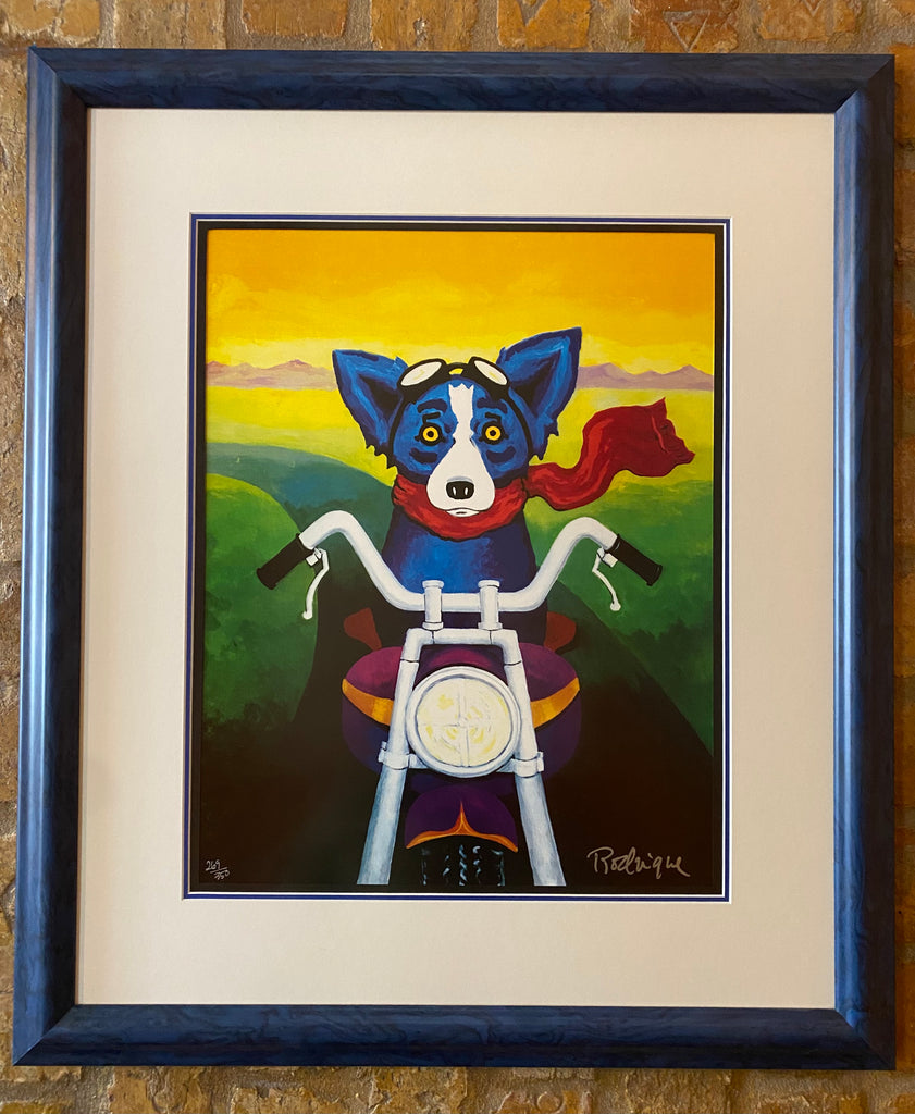 “A Faster Breed” Blue Dog Silkscreen by George Rodrigue - Signed & Framed