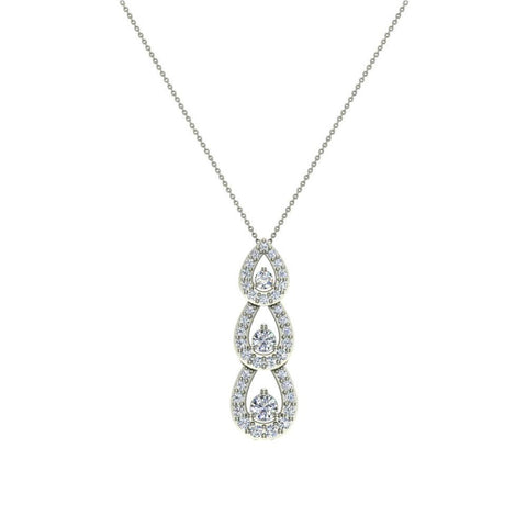 Glitz Design Tear Drop Cascade Waterfall Diamond Necklace Past Present ...