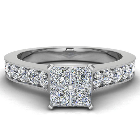 four princess cut diamonds together