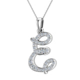 Initial pendant E Letter Charms Diamond Necklace 18K Gold-G,VS - White Gold
