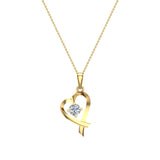 Dainty Heart Pendant Round 4mm Diamond Necklace 14K Gold 0.25 CTW-G,I1 - Yellow Gold