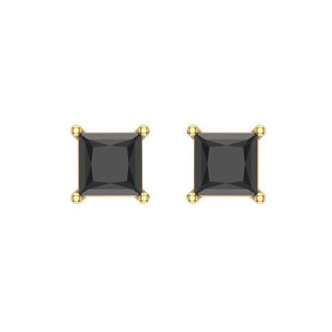 black diamond square stud earrings